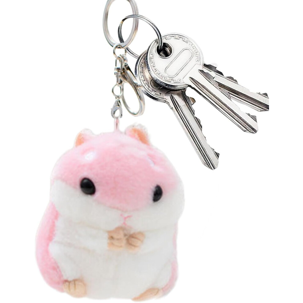 (Pink) Cute Keychain Plush | Soft Plush Key Chain,Cartoon Stuffed Hamster Doll Key Holder for Children, Women, Girls, Adults