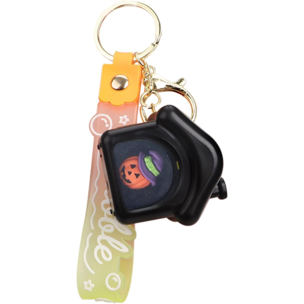 (Pumpkin) Halloween Keychain - Unique House Bag Charm - Cartoon Lighting Bag Charm, Pumpkin Ghost House Keychain with Lanyard for Halloween