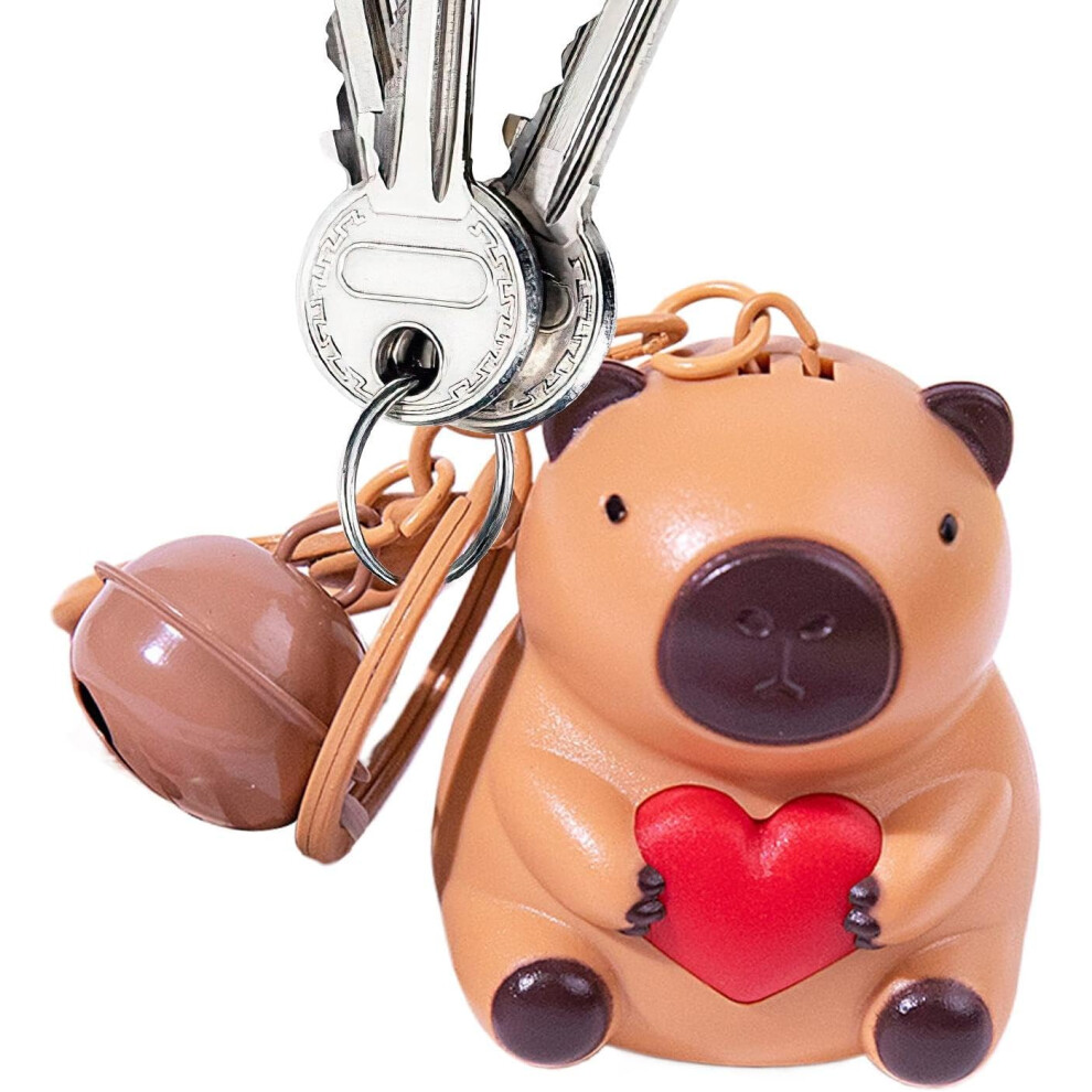 (Khaki) Cute Capybara Keychains | Light up Cartoon Keychains - Decorative Animal Pendant, Cute Backpack Accessories for Purse Cell Phone Backpack