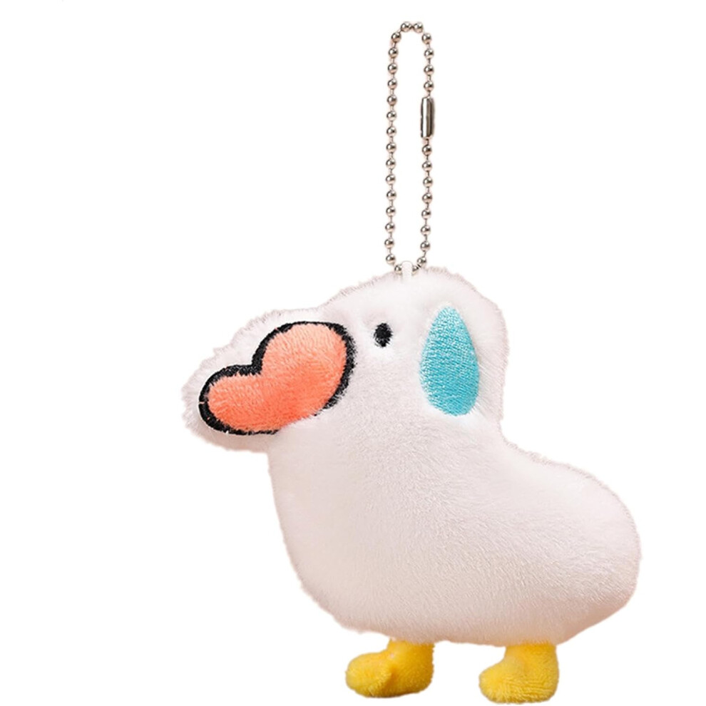 (White) Plush Doll Pendant | Cartoon Stuffed Animal Duck Ornament,Backpack Accessory, Hangable Decoration, Bag Charm for Boys Girls