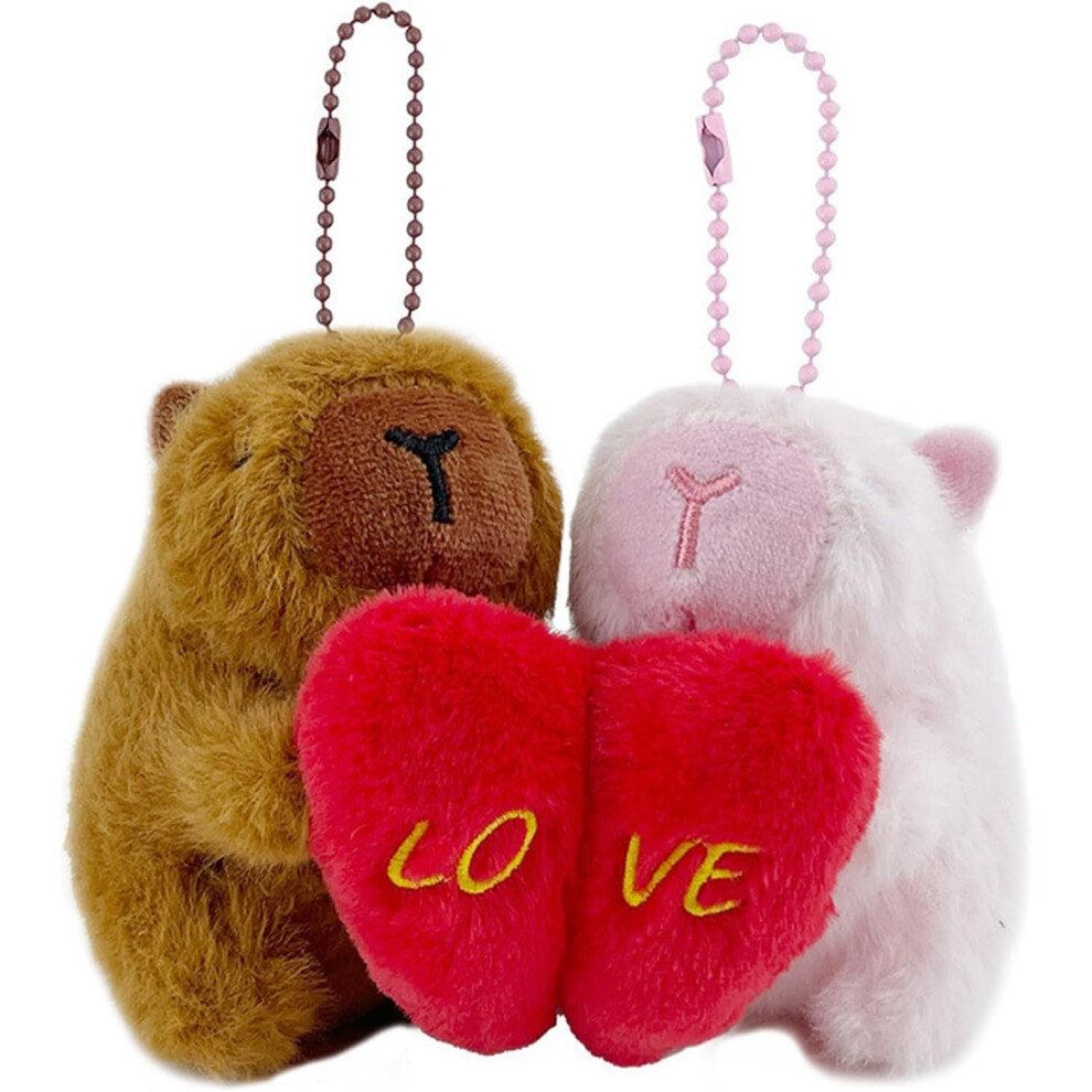 Cute Couples Keychain Set,Stuffed Capybara Doll Keychain Pendant Charm | Love Keychains, Cute Capybara Plushie for Car Keys, Valentine's Day