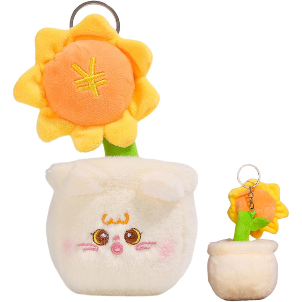 (A) Potted Plant Pendant Keychain, Cartoon Plush Keyring Potted Plant Bag Pendant, Children Adults Keys Holder Organizer Teen Girls Fashion for Backpack,
