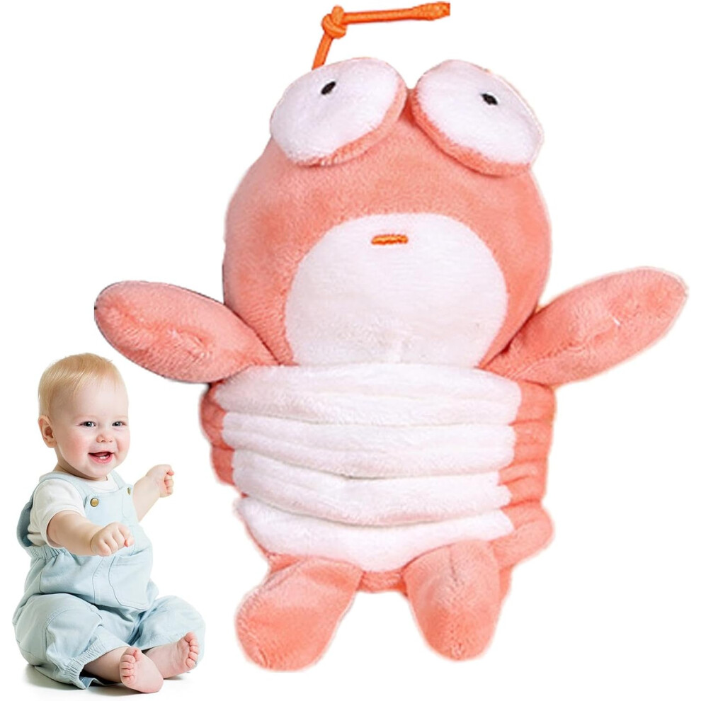 (Shrimp) Cute Animal Keychain Charm - Dog Shrimp Kitten Keyring Pendant | Automatic Retraction Decorative Plush Key Fob Wallet Pendant Key Ring for Coin Purse