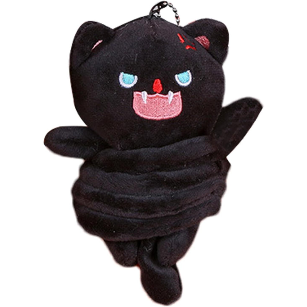 (Cat) Cute Animal Keychain Charm - Dog Shrimp Kitten Keyring Pendant | Automatic Retraction Decorative Plush Key Fob Wallet Pendant Key Ring for Coin Purse