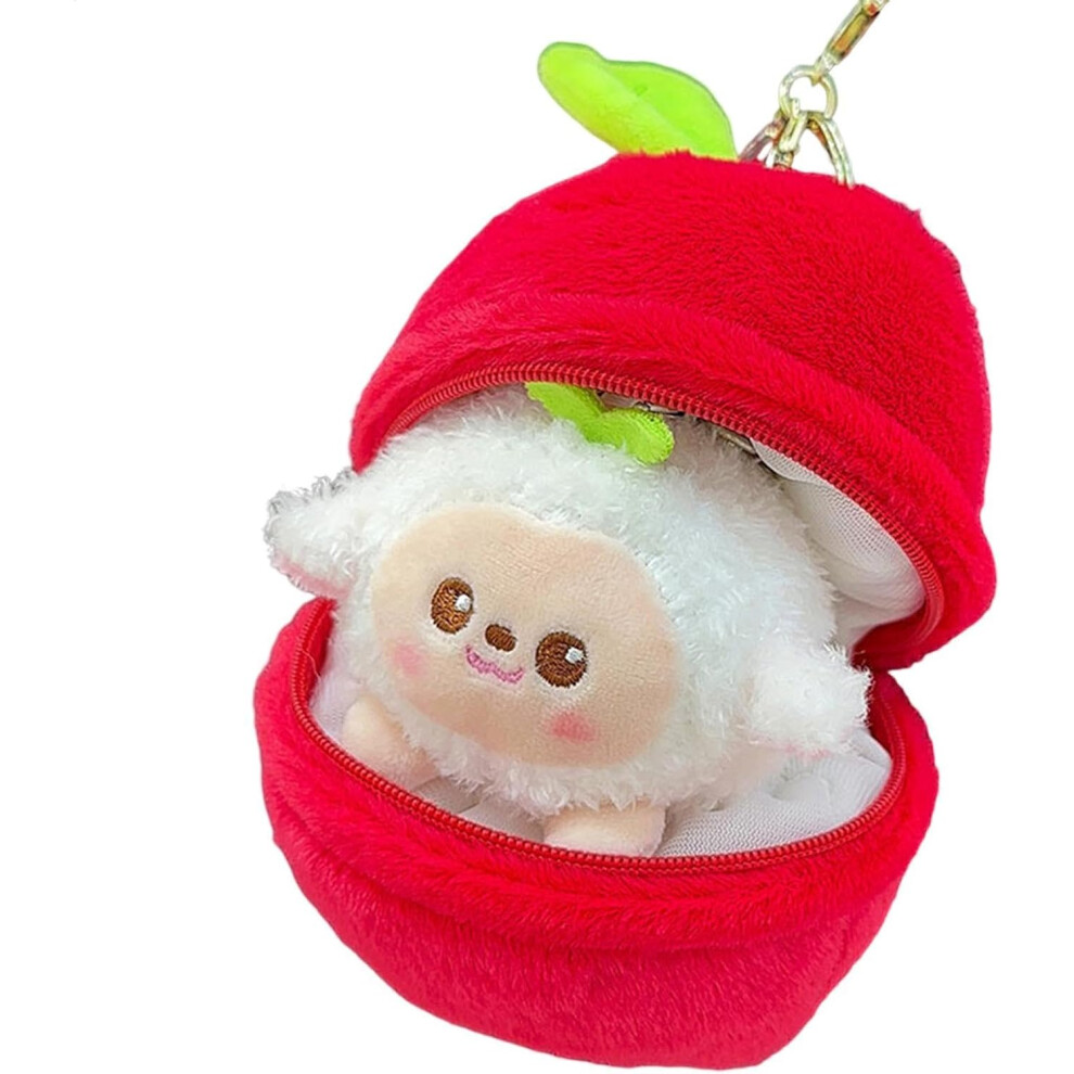 (Apple) Plush Fruit Bag Charm | Stuffed Cute Doll Pendant | Adorable Key Ring Fruit Decoration for Car Key, Schoolbag, and Backpack