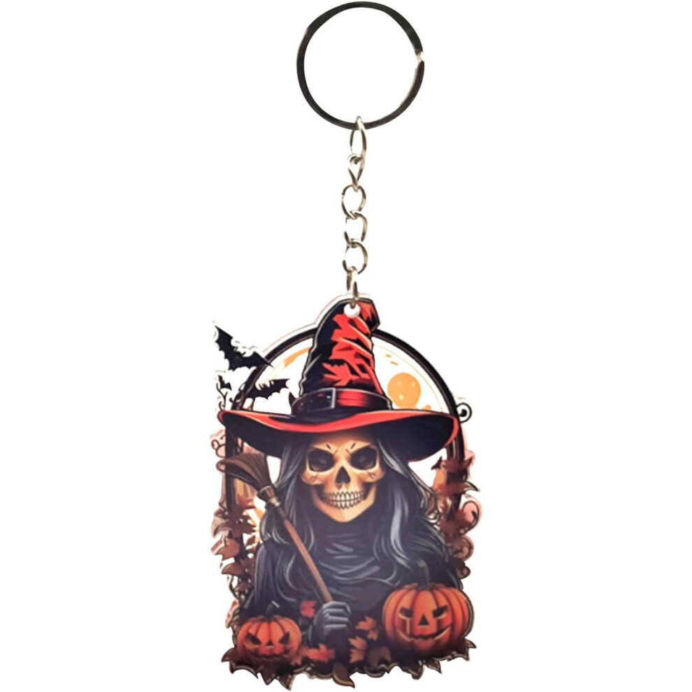 Halloween Acrylic Wizard Keychain | 2D Acrylic Keyring Skeleton Keychain for Halloween | Seasonal Backpack Ornaments for Children for School,