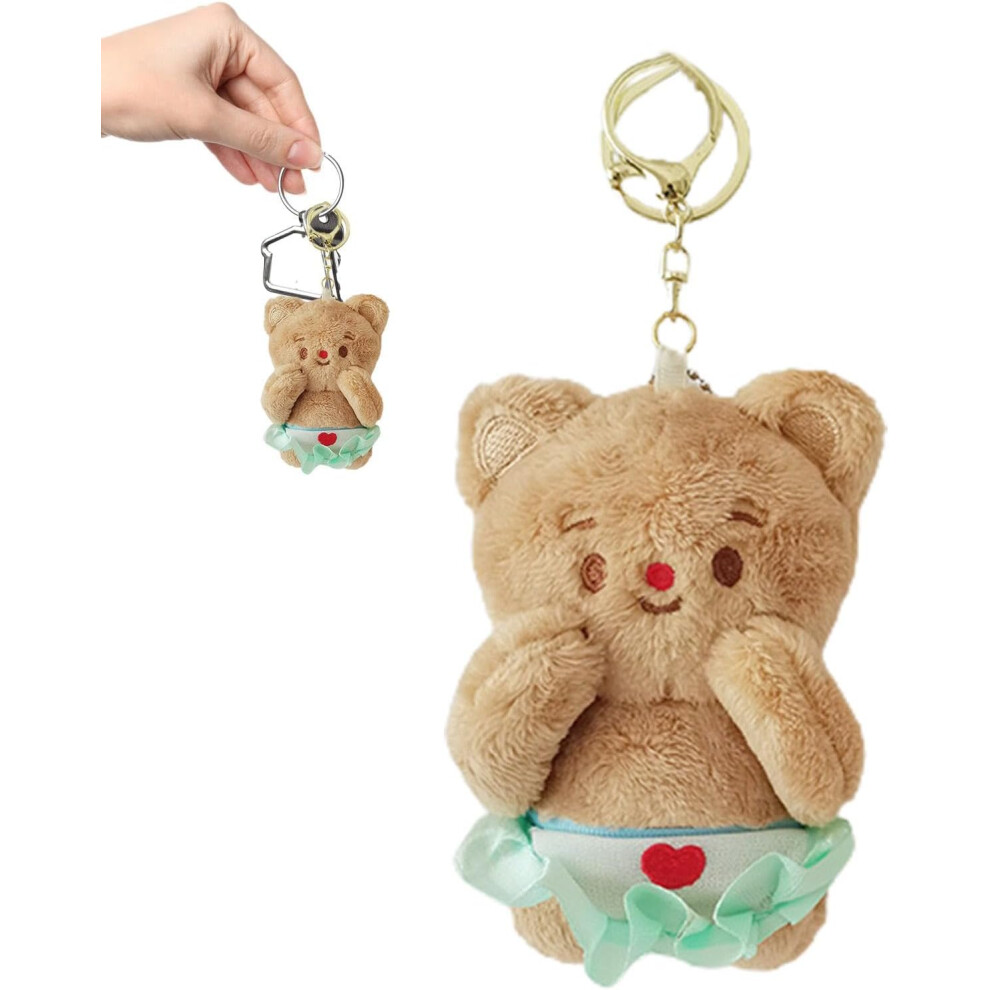 Cartoon Figure Model, Cartoon Bear Doll Stuffed Pendant, Playful and Cute Pendant Keyring for Bags, Mobile Phones, Car Keys, and Backpack