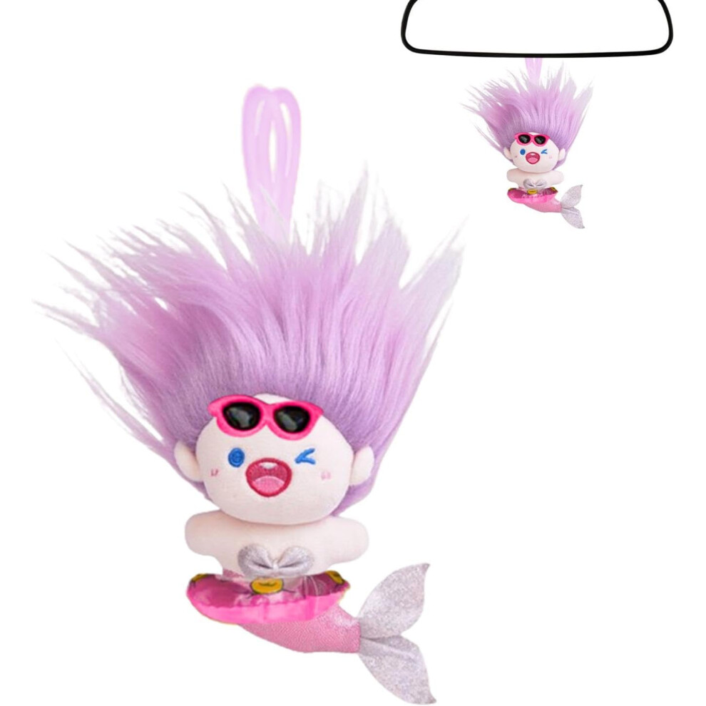 (Purple) Plush Keychain Pendant | Plush Cartoon Mermaid Keychain Ornament,Funny Expression Bag Pendants for Girls and Women for Shoulder Bag, Tote Bag