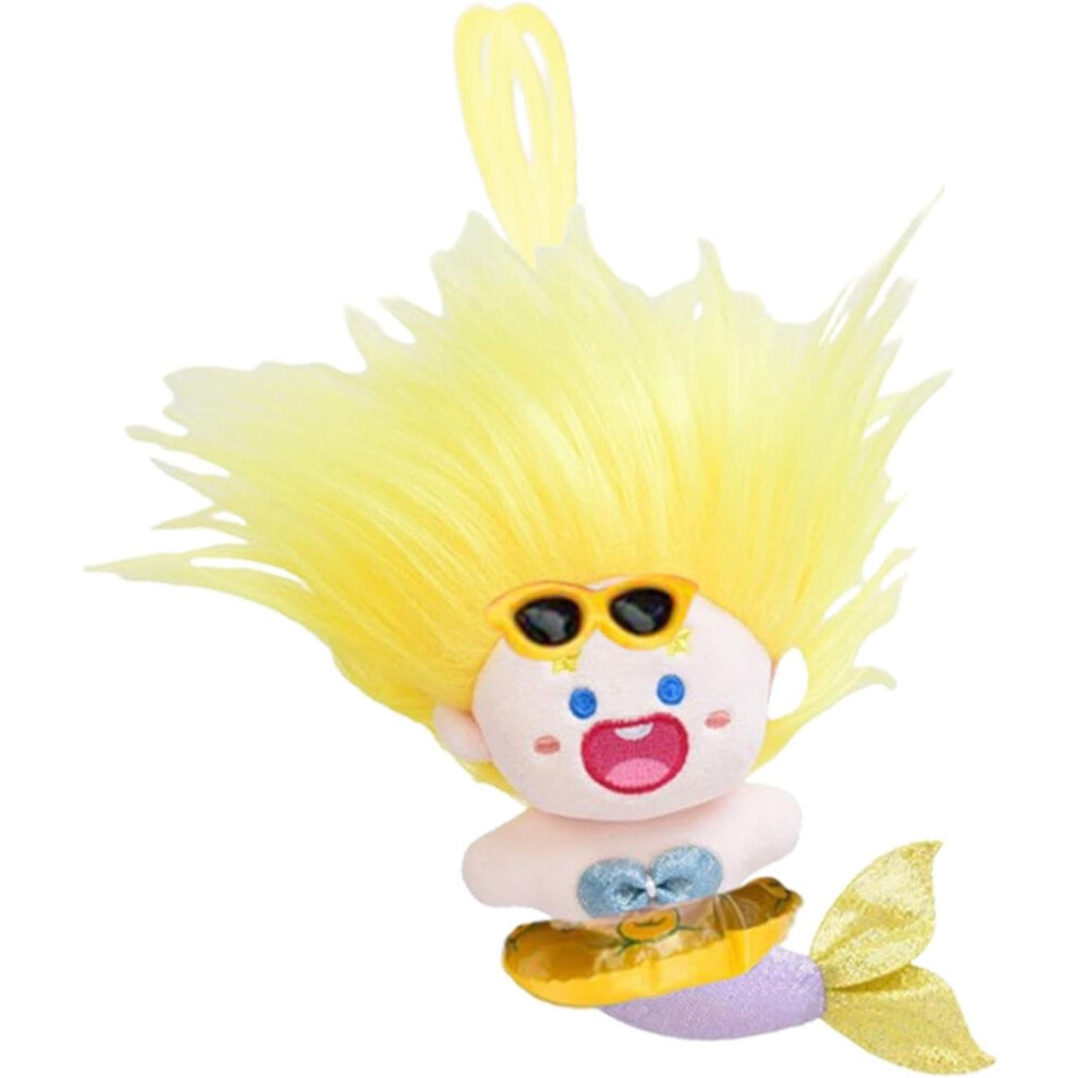 (Yellow) Plush Keychain Pendant | Plush Cartoon Mermaid Keychain Ornament,Funny Expression Bag Pendants for Girls and Women for Shoulder Bag, Tote Bag