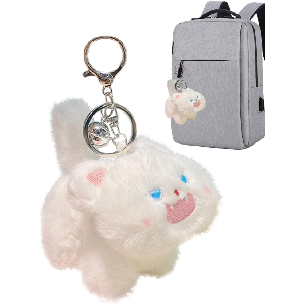 (White) Plush Cat Keychain - Adorable Kitten Plush Keychain Charm - Cute Kitten Keychain Purse Pendant Key Ring For Kids Girls Women White