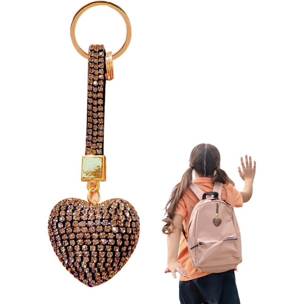 (Gray) Sparkling Heart Keychain - Couple Key Chain,Love Heart Rhinestone Key Ring Sparkling Keychain Leather Bag Pendant for Women