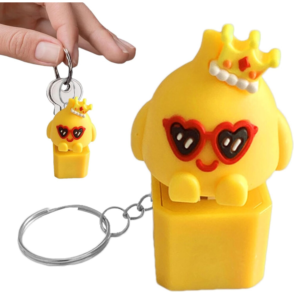 (Cool Prince) Chicken Keychain, Animal Fidget Toy, Decorative Animal Button Keychain for Men, Women, Funny Bag Car Keys Keyring Pendant with Light