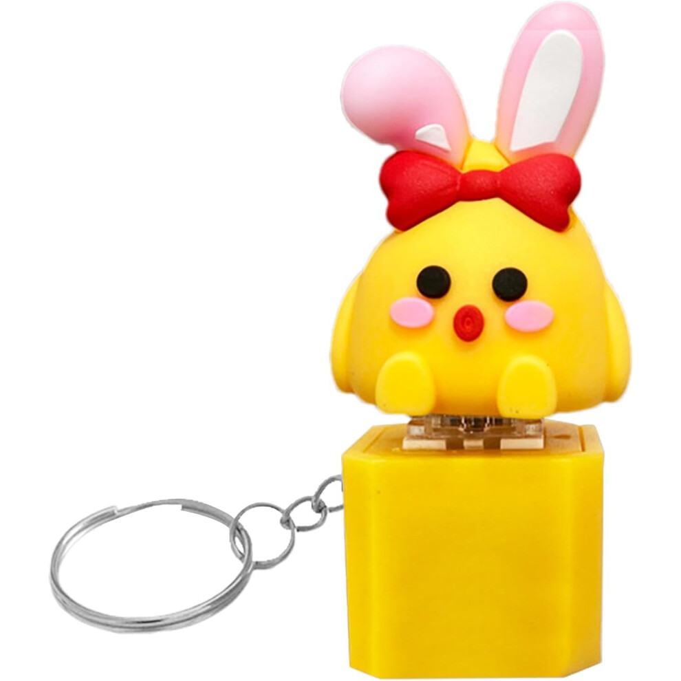 (Rabbit Princess) Chicken Keychain, Animal Fidget Toy, Decorative Animal Button Keychain for Men, Women, Funny Bag Car Keys Keyring Pendant with Light