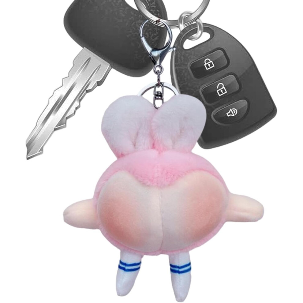 (Pink) Backpack Keychains | Peach Rabbit Lovely Keychain | Funny Novelty Plush Keychain For Women Girls Birthday Valentines Day