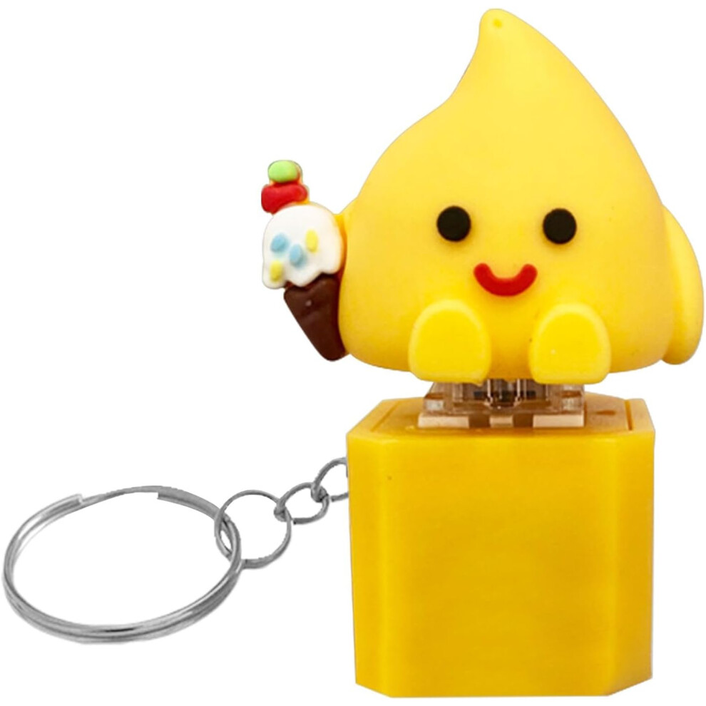 (Ice Cream Prince) Chicken Keychain, Animal Fidget Toy, Decorative Animal Button Keychain for Men, Women, Funny Bag Car Keys Keyring Pendant with Light