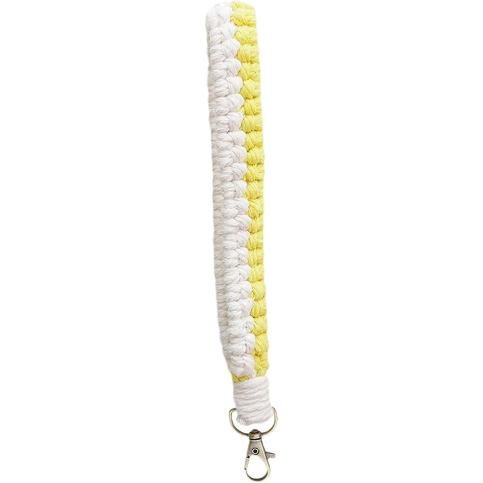 (Yellow) Rope Keychain | Woven Bohemian Rope Bracelet Keychain Wristlet Lanyard - Keyring Holder Wristlet Colorful Tassel Wristlet For Phone Bags Keys Yellow