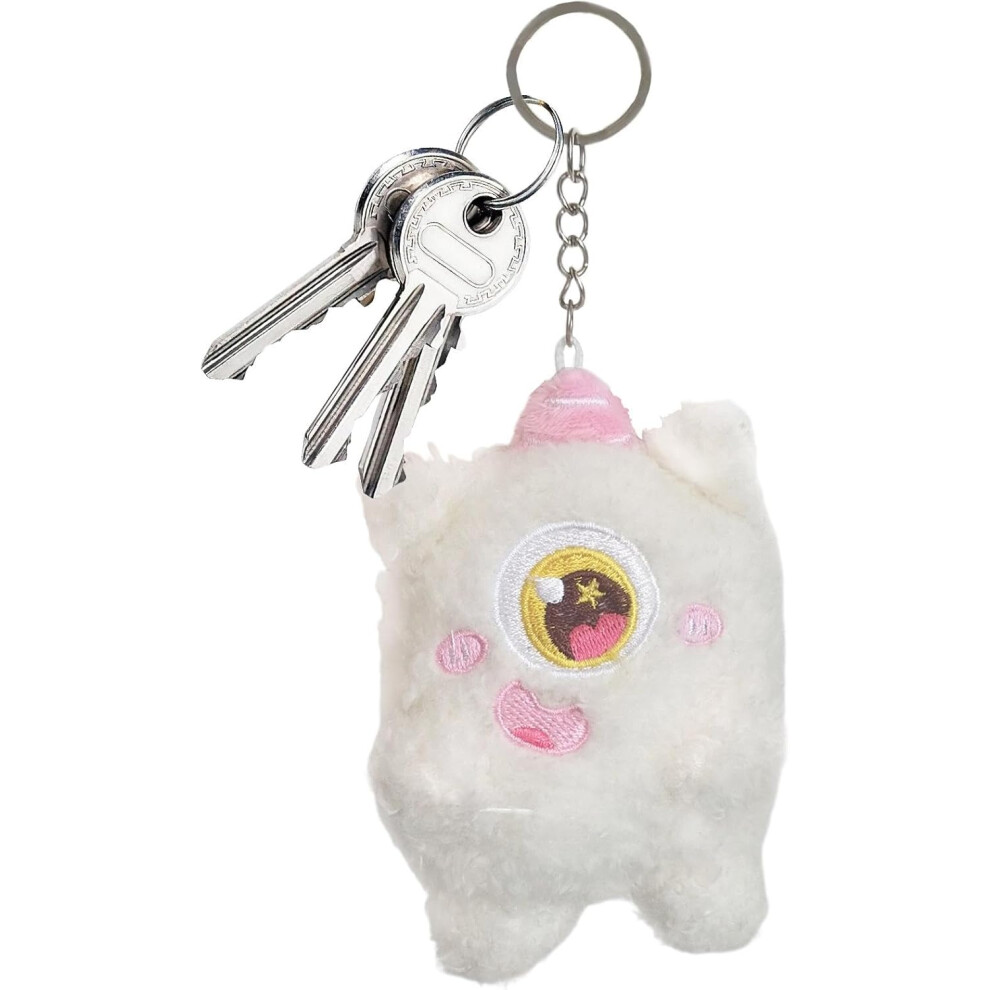 (White) Stuffed Animal Keychain - Cartoon Big Eye Plush Keychain | Pendant Keychain Stuff Miniature Plush Charm Pendant Animals Stuffed Ornaments White