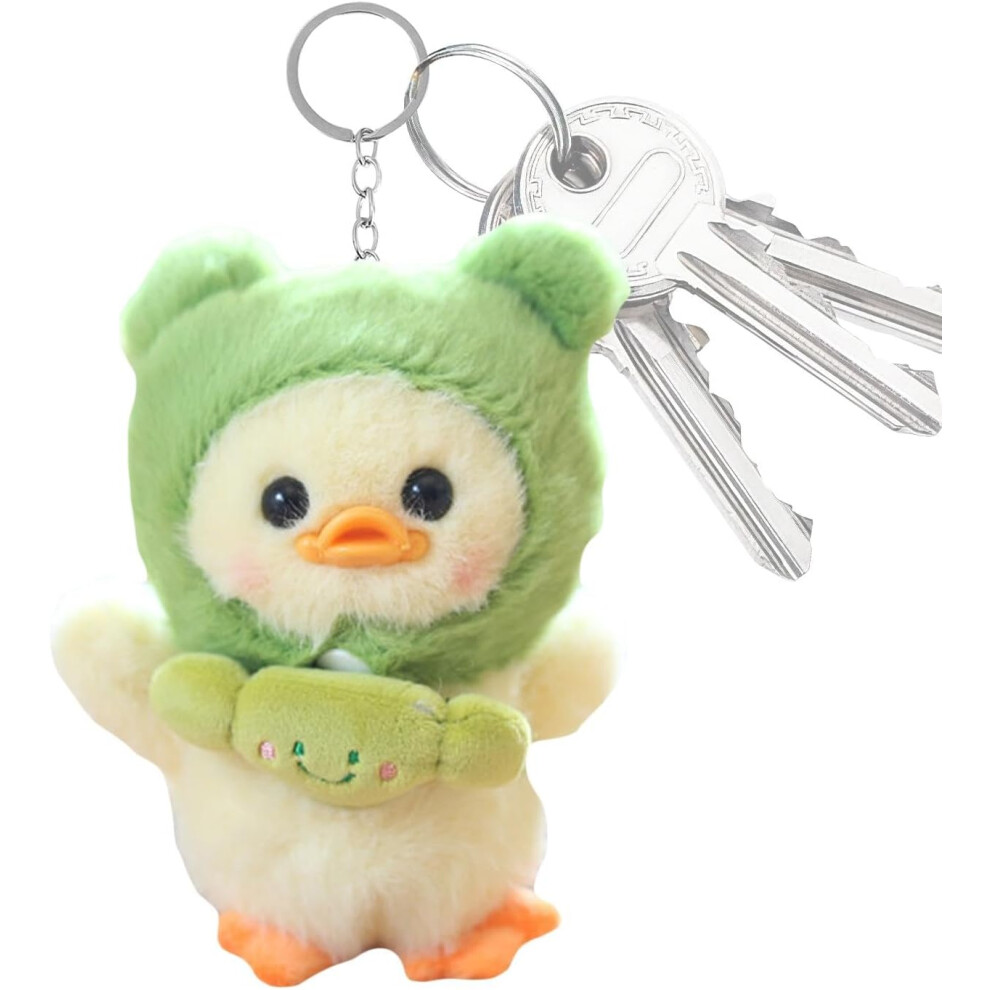 (Light Green) Cute Duck Keychain Plush - Small Duck Pendant Keychain,Creative Stuffed Duck Keychain, Stuffed Animal Keychain for Men, Women, Kids