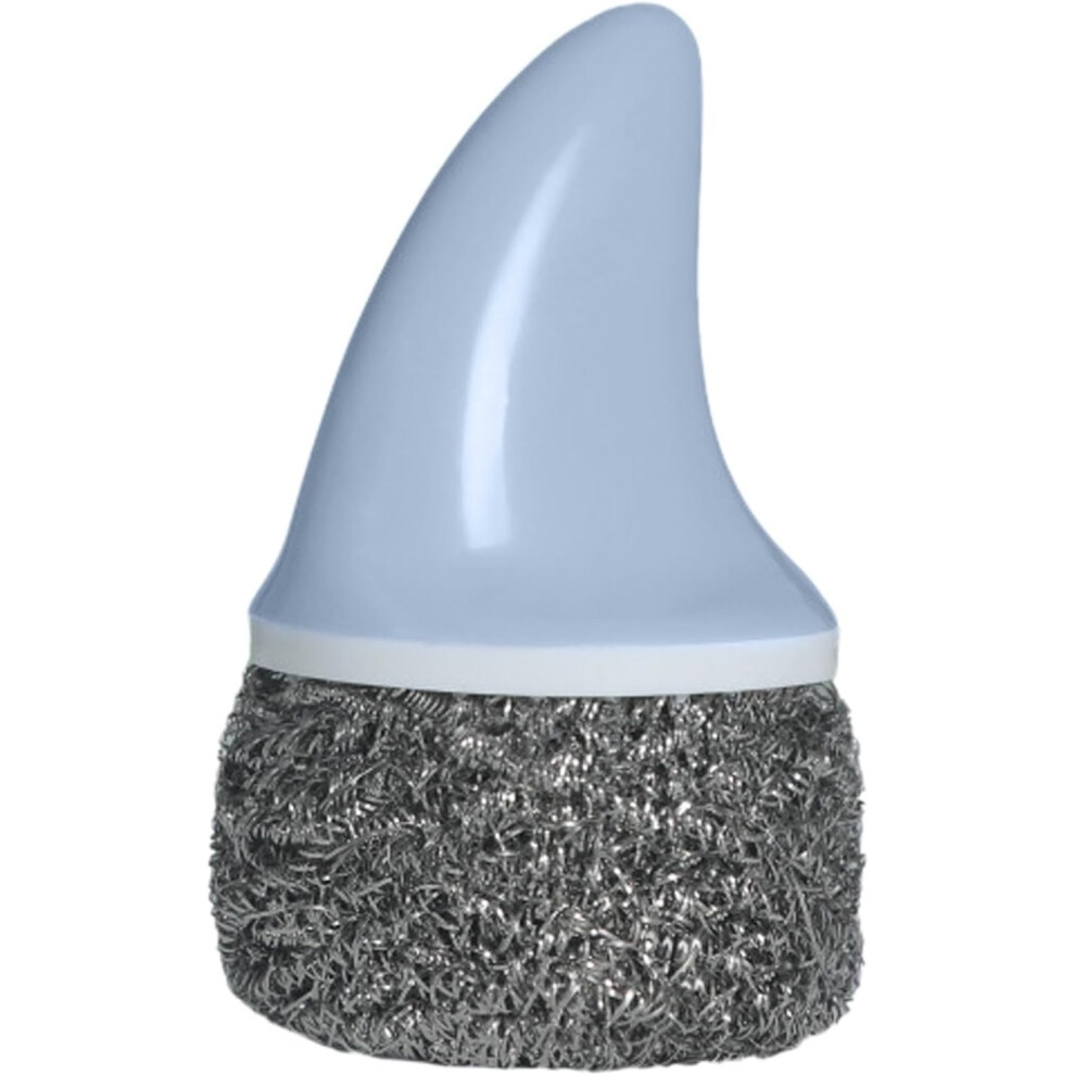 (Blue) Stainless Steel Scrubber with Handle - Detachable Dish Pot Scrubber Brush with Handle | Brush Head Replaceable Stubborn Messes Scrubber for Sinks,