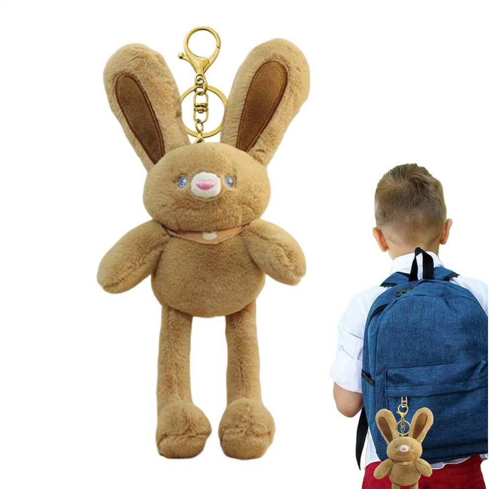(C) Bunny Plush,Pulling Ears Handbags Key Ring | Soft Stuffed Rabbit Plush Toy Pulling Ears Bunny Schoolbag Keychain for Fun Interaction