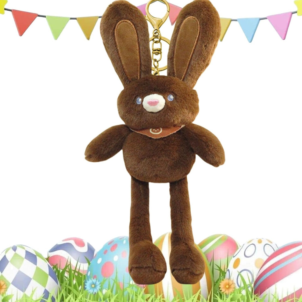 (D) Bunny Plush,Pulling Ears Handbags Key Ring | Soft Stuffed Rabbit Plush Toy Pulling Ears Bunny Schoolbag Keychain for Fun Interaction