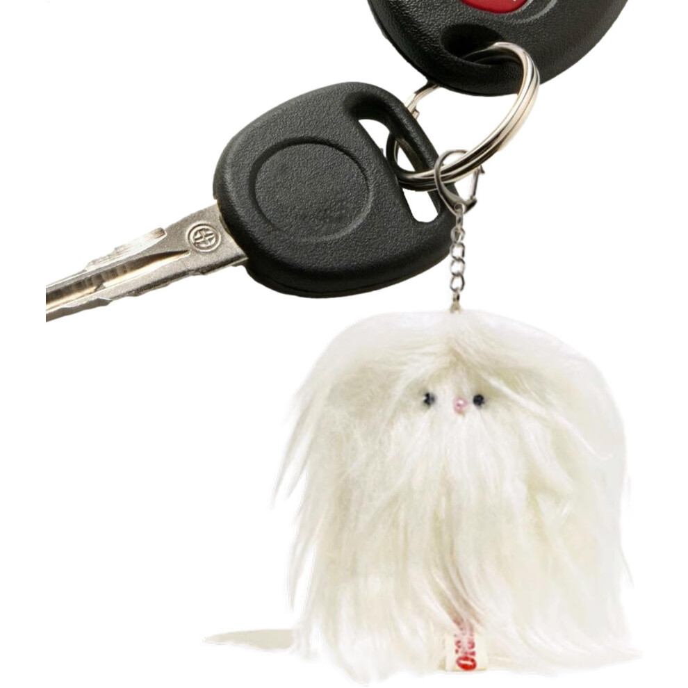(White) Puppy Keychains For Backpacks | Small Plush Keychain With Ghost Design | Cute Animal Keychain, Animal Plush Keychain For Kindergarten Handbag Pendant