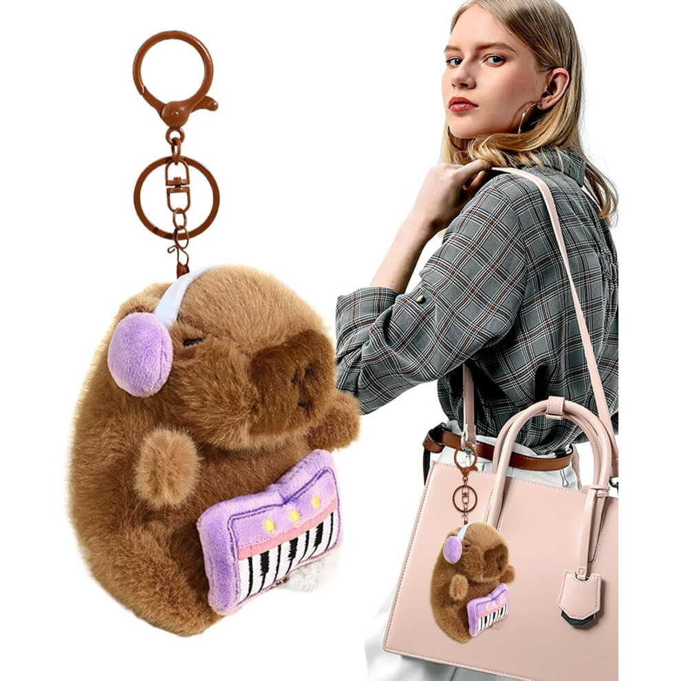 (Piano) Capybara Bag Pendant | Purse Key Chain Pendant Charm,Animal Plush Toys for Kids Adults Handbag, Schoolbag, Bag Decoration