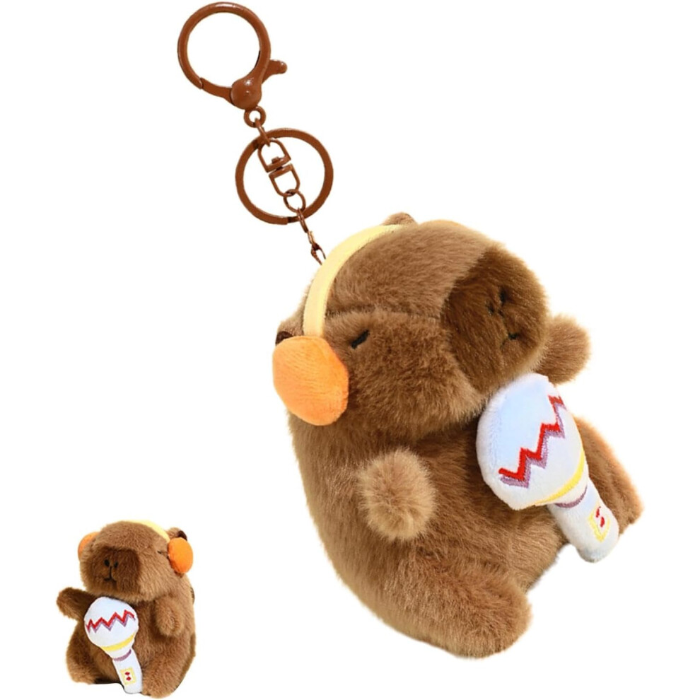 (Microphone) Capybara Bag Pendant | Purse Key Chain Pendant Charm,Animal Plush Toys for Kids Adults Handbag, Schoolbag, Bag Decoration