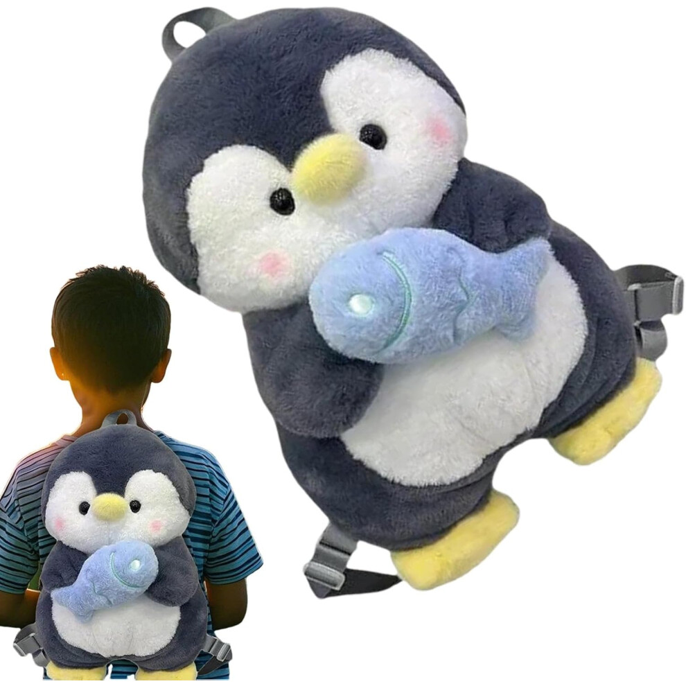 Plush Penguin Backpack, Adjusted Straps Plush Little Penguin Shoulder Backpack, Cartoon Tote Bag For School Soft Little Shoulder Purse Doll