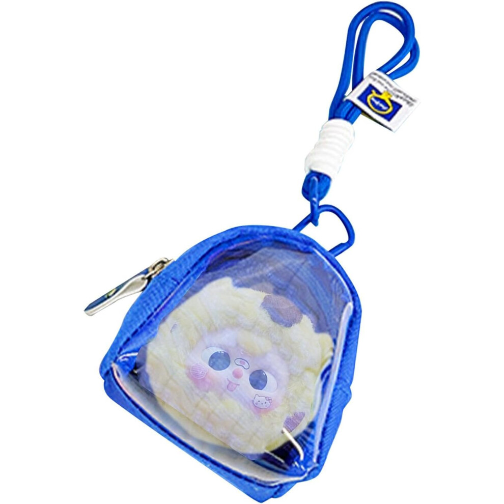 (Blue) Clear Carry Case For Figures, Portable Coin Storage Purse, Dustproof Coin Storage Purse, Figure Display Pouch With Zipper Closure, Lanyard For Blue