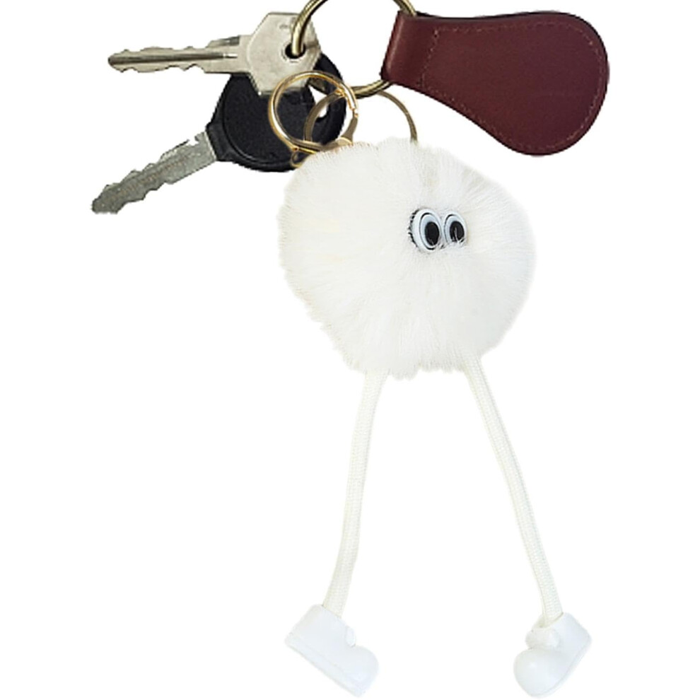 (White) Keychain | Fluffy Long Legs Puff Pendant,Cartoon Key Cute Cartoon Fluffy Ball Pendant, Plush Ball Pendant With Eyes White