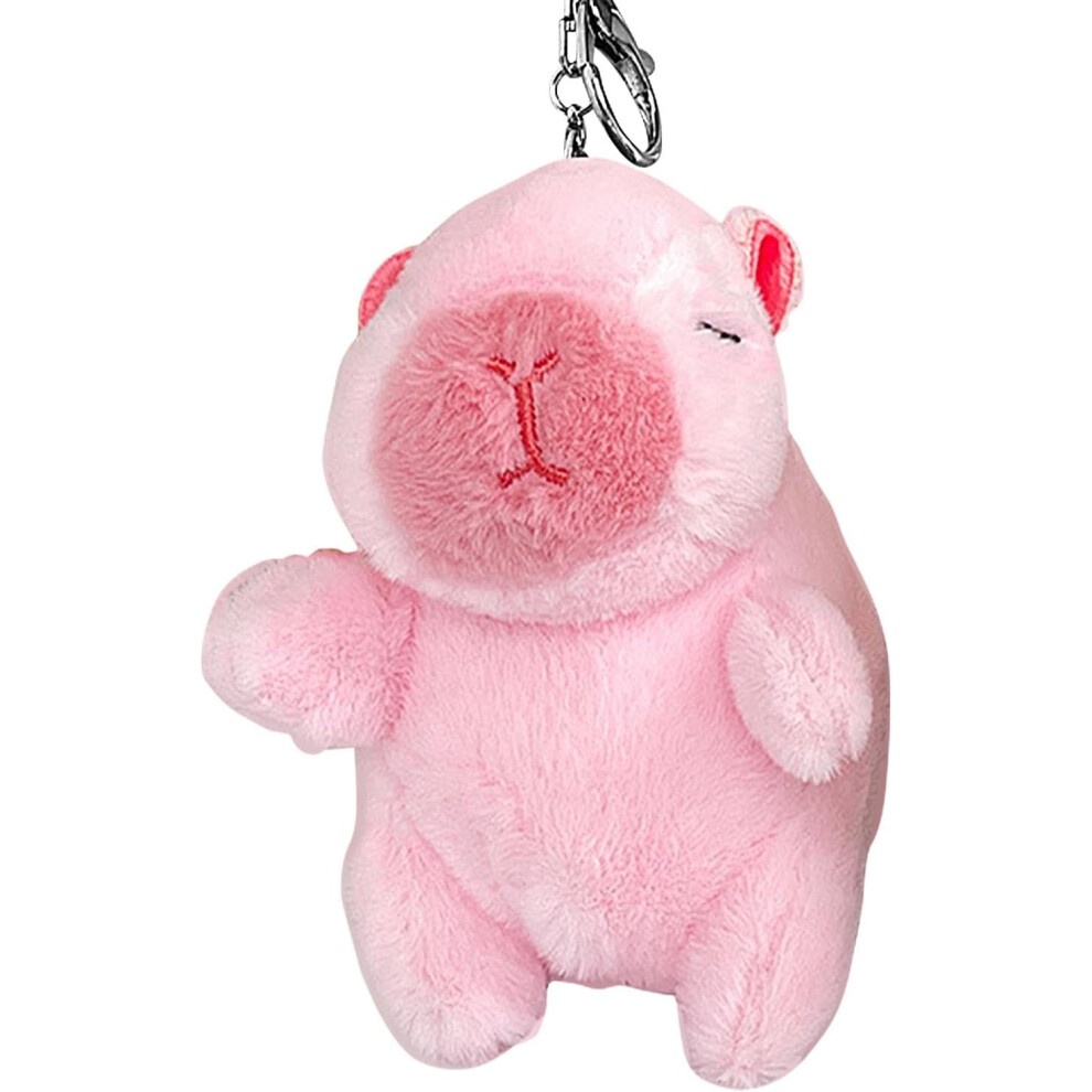 (Pink) Stuffed Capybara | Cartoon Plush Bag Charm,11cm Plush Animal, Portable Fashion Accessory for Boys, Girls