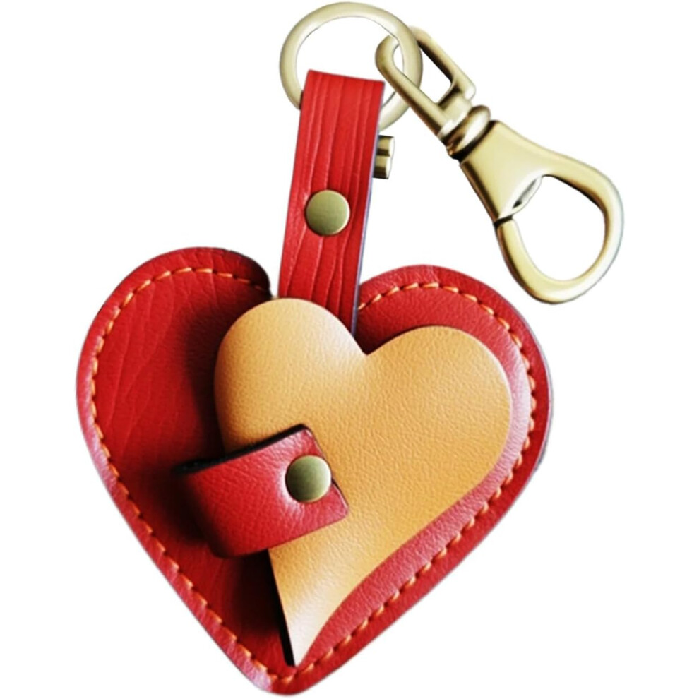 (B) Heart Shaped Keychain | Heart Shape Bag Charm Leather Keychain,Cute Decor Handmade Purse Pendant Accessories for Women Girls