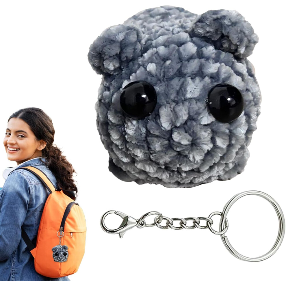 Hamster Keychain - Animal Pendant | Crochet Bag Charm, Sad Theme Hangable Decoration, Backpack Accessory for Kids