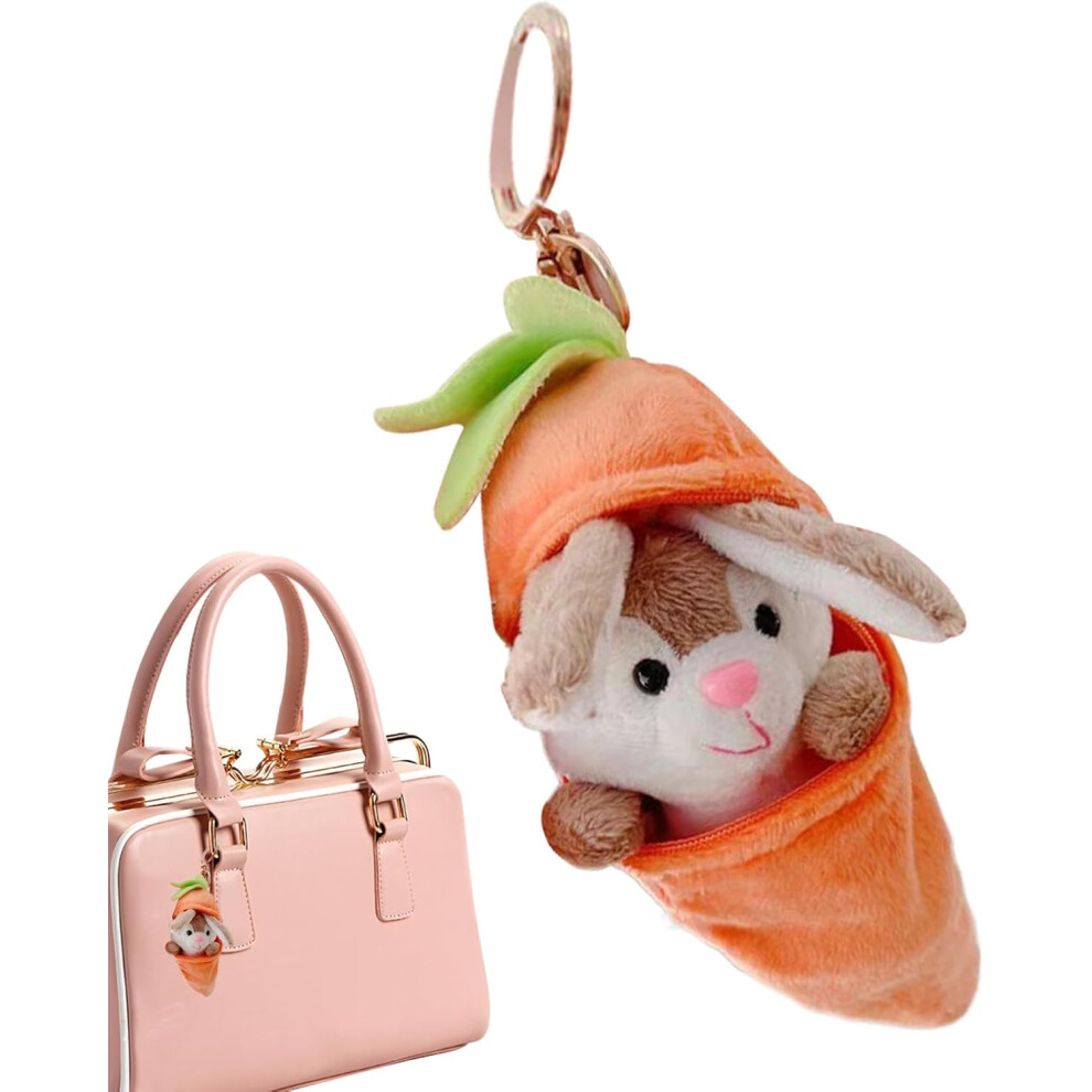 Stuffed Bunny - Cute Bunny Plush Keychain | Cute Soft Funny Skin-Friendly Multi-Functional Ornament with Carrot Design for Family Friends Colleagues