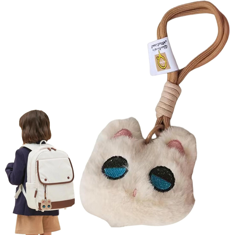(Beige) Cat Purse Charm - Adorable Cat Plush Pendant,Cute Squeaky Cat Charm Backpack Bag Pendant Cute Plush Keychain Pendant