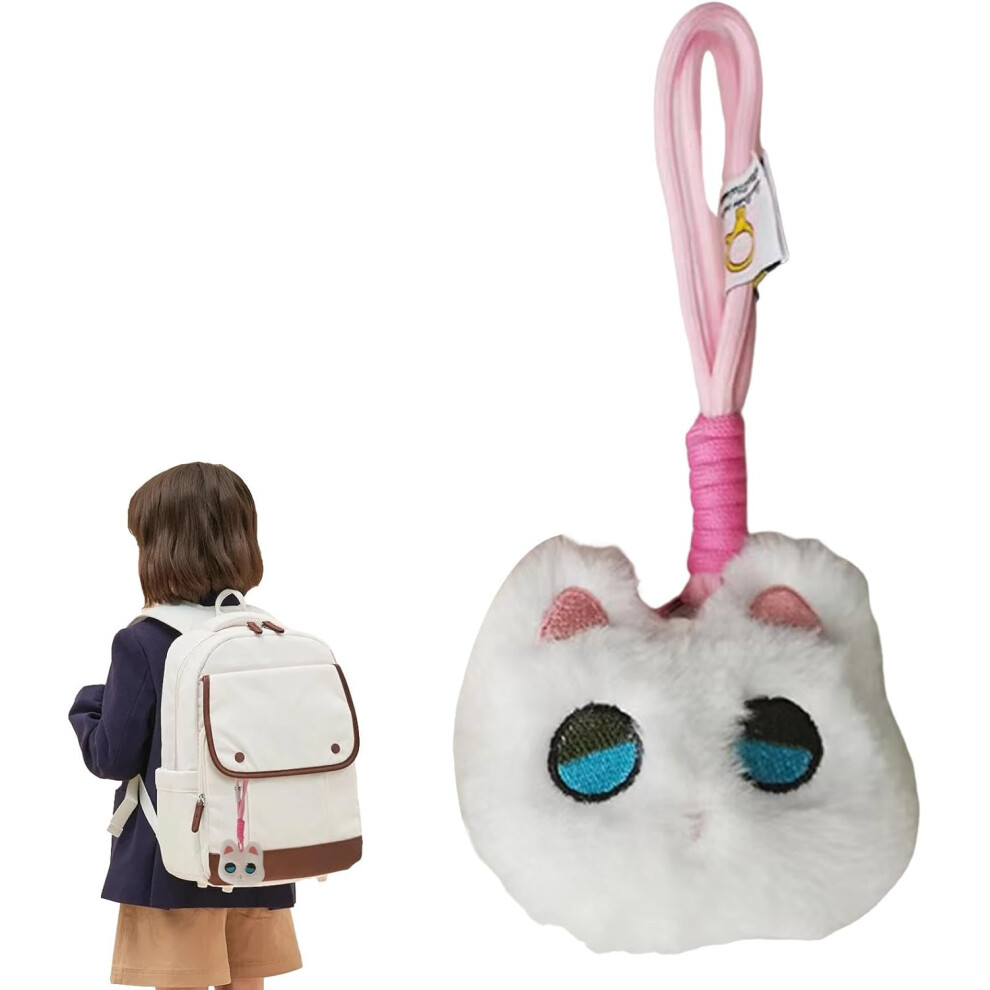 (White) Cat Purse Charm - Adorable Cat Plush Pendant,Cute Squeaky Cat Charm Backpack Bag Pendant Cute Plush Keychain Pendant