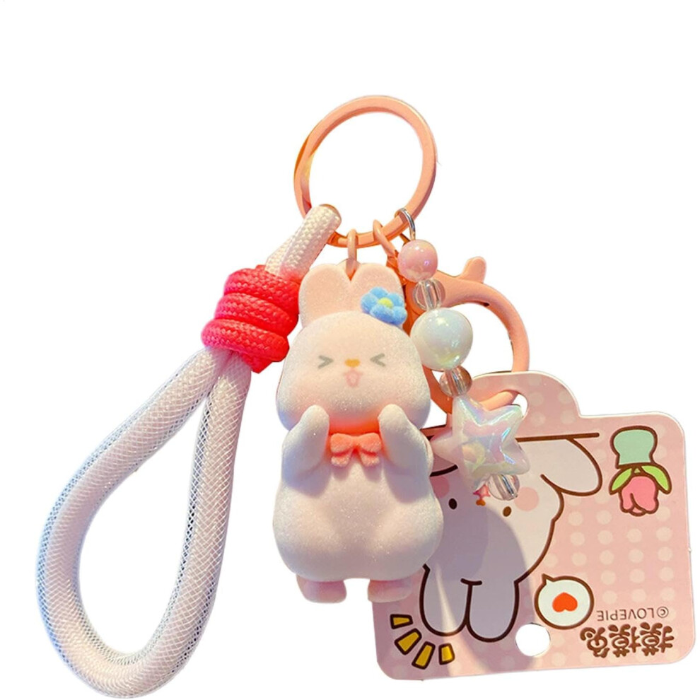 (Acting Cute) Bunny Keychain, Flocking Cartoon Touch The Bunny Pendant Charm, Bag Charm Pendant, Adorable Charm For Mobile Phones, Handbags, Backpacks