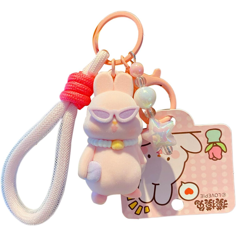 (Goddess) Bunny Keychain, Flocking Cartoon Touch The Bunny Pendant Charm, Bag Charm Pendant, Adorable Charm For Mobile Phones, Handbags, Backpacks, Wa
