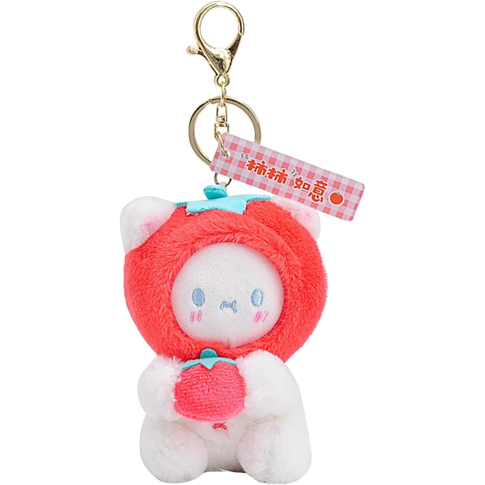 (Red) Cute Bag Keychain Pendant,Cute Bag Pendants Plush Bear Keychain Pendant - Japanese Keychain Doll With Fruit Couple Key Ring For Bag & Backpack Red