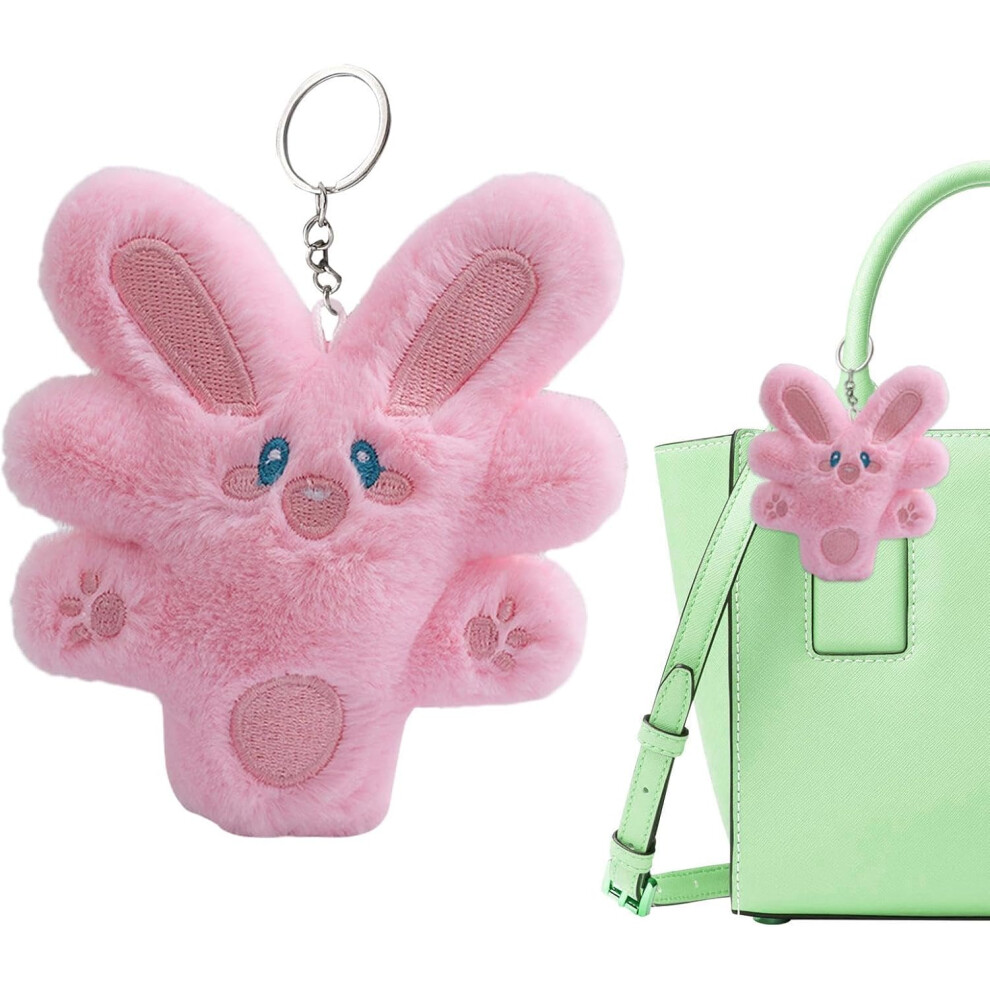 (Pink) Rabbit Plush Keychain - Rabbit Stuffed Animal Doll Toy - Lovely Creative Soft Animal Doll Plush Toy For Boys Girls Kids Children