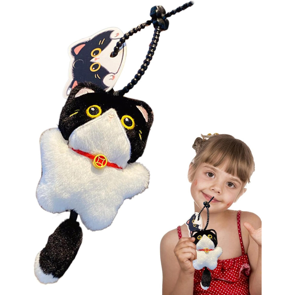 (Cow Cat) Plush Cat - Cartoon Cat Plush Ornament - Soft Keychain Ornament Backpack Accessories, Collectible Doll Home Decor for Friends Family