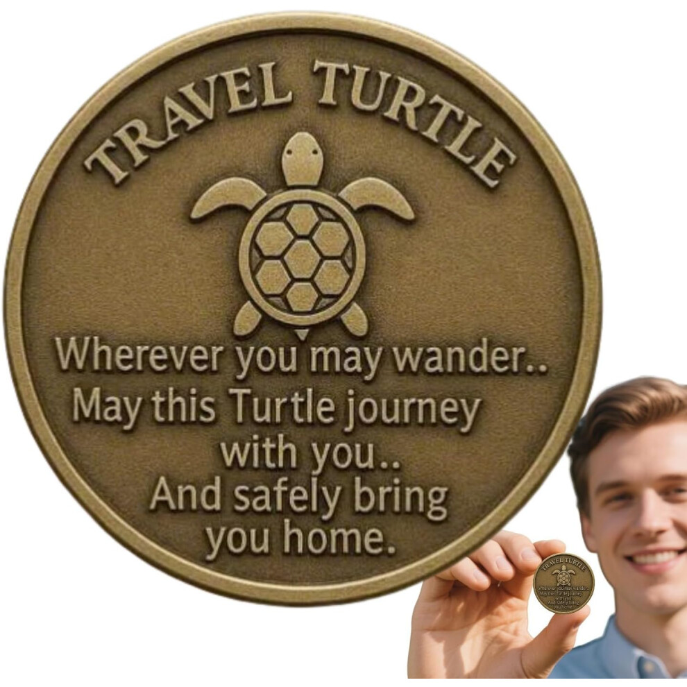 (Bronze-coloured) Commemorative Coin,Marine Animals Travel Commemorative Coin | Double-Sided, Engraved Blessing Poem, Metal Keepsake For Travelers Marine Lover