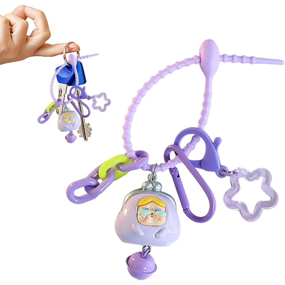 (Purple) Anime Cry Kid Pendant | Cartoon Car Key Pendant,Cartoon Car Key Pendant, Girls Backpack Decoration, Resin Funny Anime Toys for Bag, Tote, Birthday,