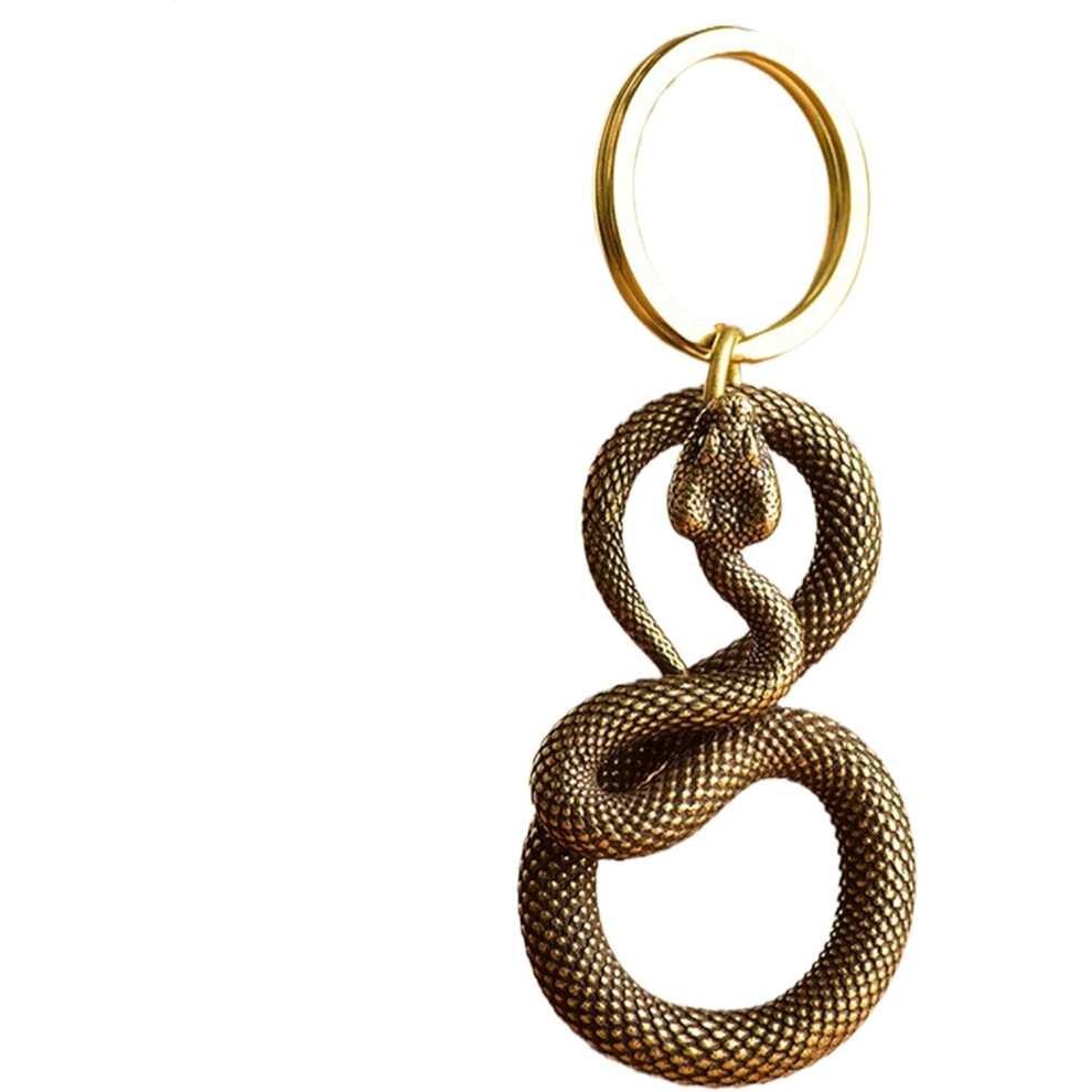 (Retro Style) Snake Keychain, 2pc Brass Snake Statue Keychain Decor, 2025 Snake Year Hangable Ornament, 2025 Snake Year Decor, Lucky Funny Snake Serpent Keychains,