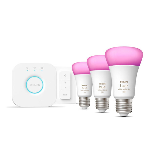 Philips PHILIPS Hue White &amp; Colour Ambiance - E27 x3 Starter Kit e telecomando Hue