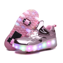( Pink, 32) Kids LED Roller Shoes Casual Skating Shoes with Double Wheels for Boys Girls