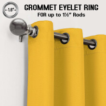 (66*72 Ochre) Blackout Curtains Eyelet Ring Top Ready Made Lined Pair Panel Thermal Insulated