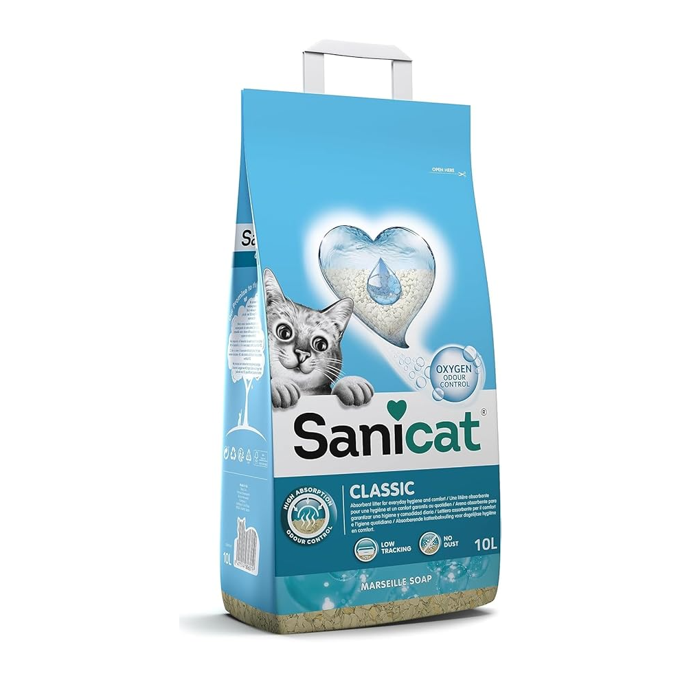 Sanicat  Classic Marseille soap scented cat litter Fast absorption product for your pets hygiene | No dust | Keep You