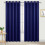 (46*54 Navy Blue) Blackout Curtains Eyelet Ring Top Ready Made Lined Pair Panel Thermal Insulated 6